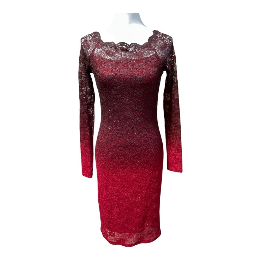 Ombre Lace Red Bodycon Dress Size 6 - Picture 1 of 6